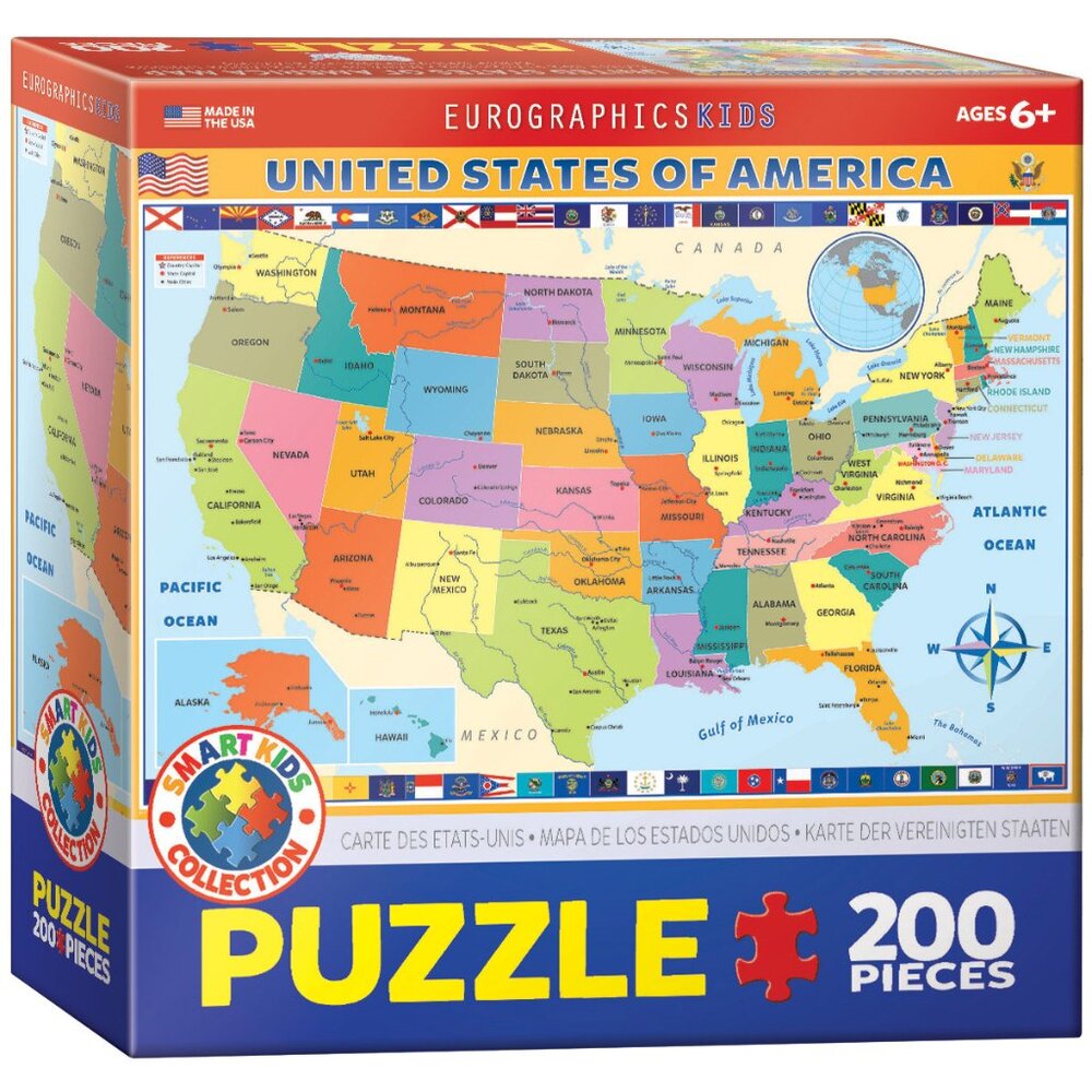 New sealed Eurographics 200pcs Puzzle-- Map of the USA
